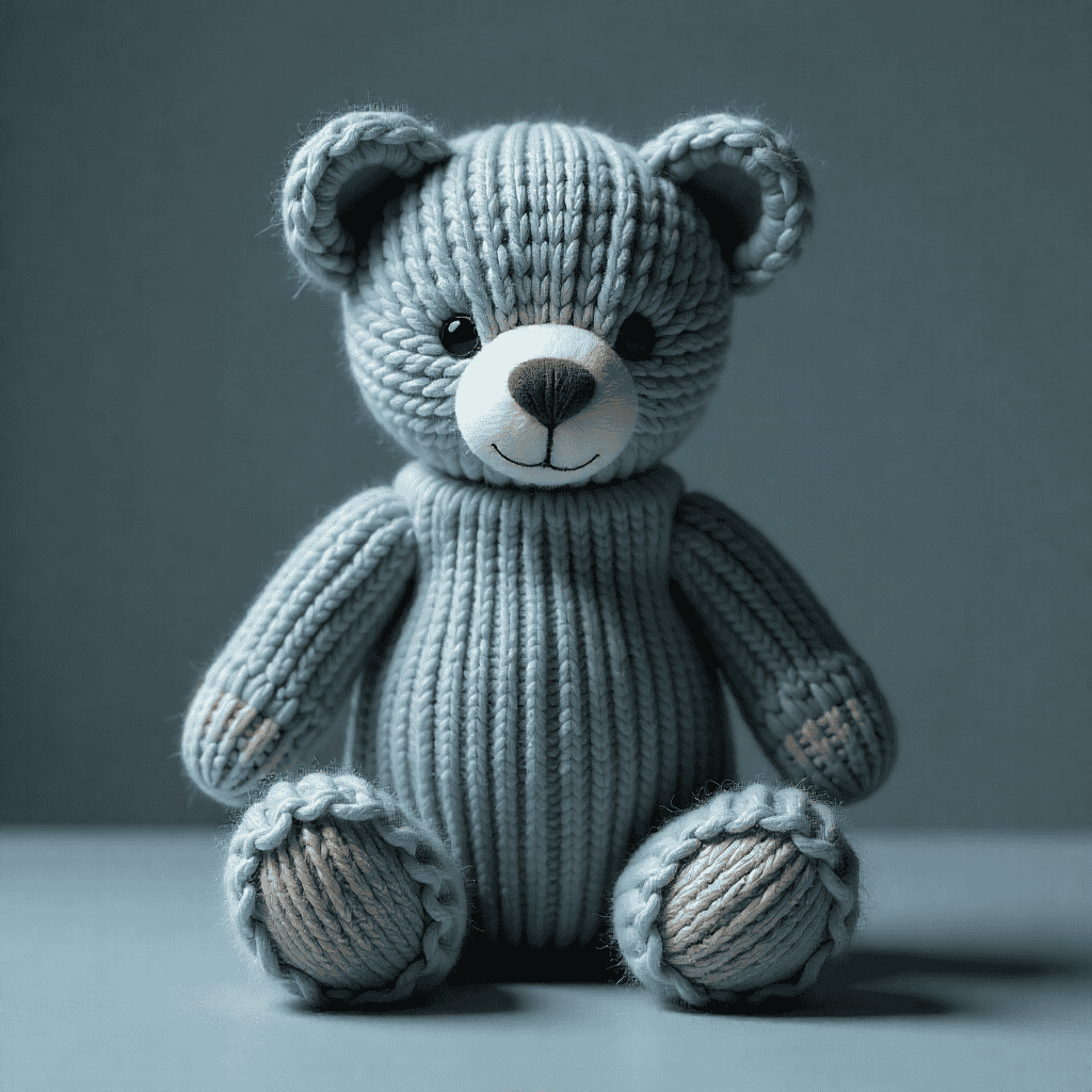 Hand-knitted bear toy from Chrexxonthrexxon